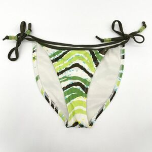 Body Glove Bikini Bottom Small Green Zebra Side Tie Y2K Indie Tropical Surf